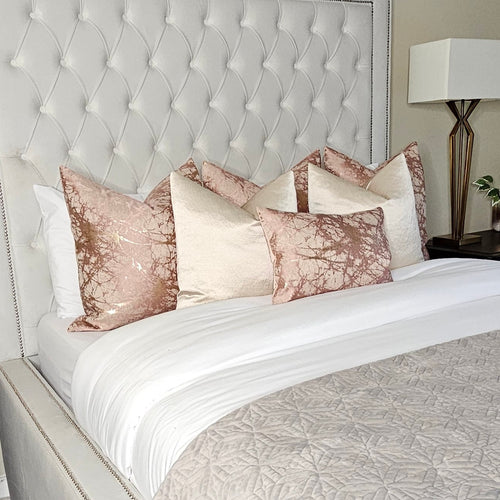 Venus -blush pink bed set of 6 cushions,