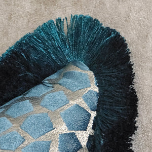 Taurus- Peacock /contrasting green ruche brush fringed cushion