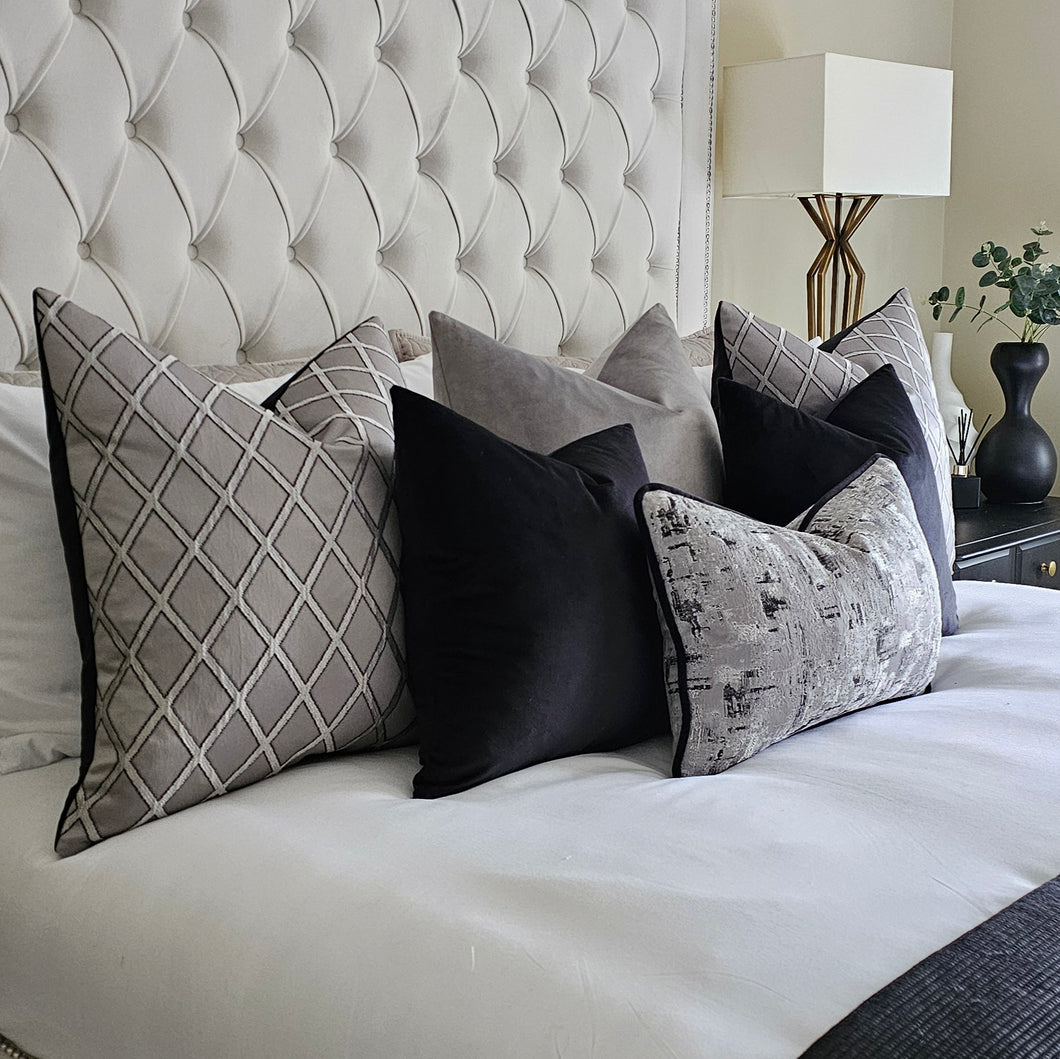 Grey bed cushions hotsell