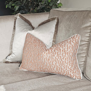 Ammolite rust / Clarisa-willow textured cushion with contrasting piping