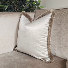 Load image into Gallery viewer, Clarisa Willow/ luxury mushroom ruche fringe cushion