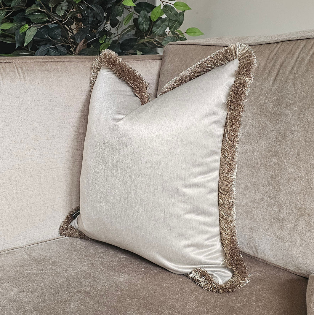 Clarisa Willow/ luxury mushroom ruche fringe cushion