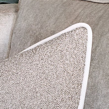 Load image into Gallery viewer, Boucle- taupe / textured boucle cushion / neutral contrasting piping