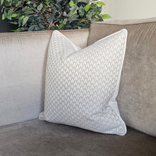 Load image into Gallery viewer, Chevron- natural / Luxury textured patterned cushion / neutral contrasting piping