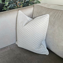 Load image into Gallery viewer, Chevron- natural / Luxury textured patterned cushion / neutral contrasting piping