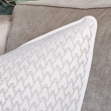 Load image into Gallery viewer, Chevron- natural / Luxury textured patterned cushion / neutral contrasting piping