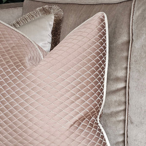 Darcy blush pink cushion/ Clarisa hessian piping