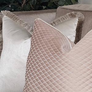 Darcy blush pink cushion/ Clarisa hessian piping