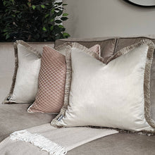 Load image into Gallery viewer, Darcy blush pink cushion/ Clarisa hessian piping