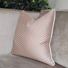 Load image into Gallery viewer, Darcy blush pink cushion/ Clarisa hessian piping
