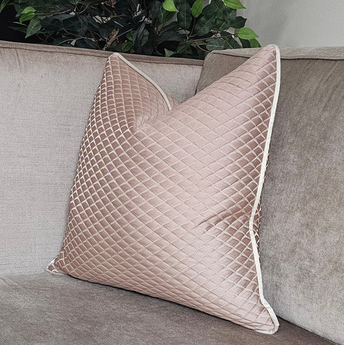 Darcy blush pink cushion/ Clarisa hessian piping