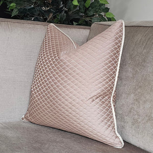 Darcy blush pink cushion/ Clarisa hessian piping