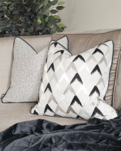 Load image into Gallery viewer, Ash- Luxury textured cushion in black/ grey &amp; neutral with contrasting piping