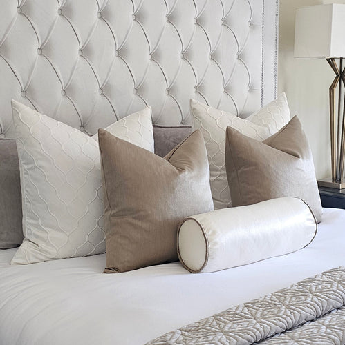 Maya ivory & gold bed set of 5 cushions / bolster