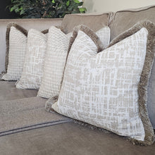 Load image into Gallery viewer, Dale/ neutral ruche fringed cushion