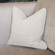Load image into Gallery viewer, Dale/ neutral ruche fringed cushion
