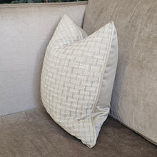 Load image into Gallery viewer, Dale/ neutral ruche fringed cushion