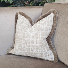 Load image into Gallery viewer, Carden/ neutral ruche fringed cushion