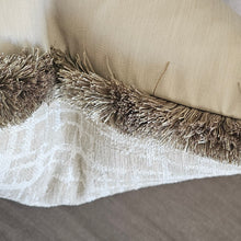 Load image into Gallery viewer, Carden/ neutral ruche fringed cushion