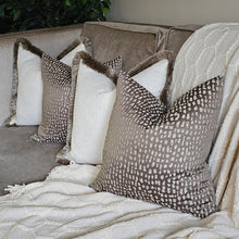 Load image into Gallery viewer, Soho ivory/ luxury mushroom ruche fringe cushion