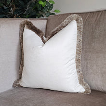 Load image into Gallery viewer, Soho ivory/ luxury mushroom ruche fringe cushion