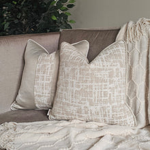 Load image into Gallery viewer, Carden- border trim. / neutral textured cushion with contrasting piping