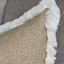 Load image into Gallery viewer, Walton- gold / ivory ruche brush fringed cushion