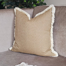 Load image into Gallery viewer, Walton- gold / ivory ruche brush fringed cushion