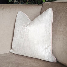 Load image into Gallery viewer, Ice white cushion/ pink velvet piping