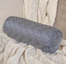 Load image into Gallery viewer, Soho/ indigo bolster cushion/ self piping