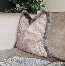 Load image into Gallery viewer, Ammolite blush/ ruche fringed cushion