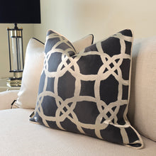Load image into Gallery viewer, Fascino black cushion/ Clarisa hessian piping