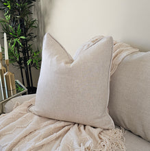 Load image into Gallery viewer, Hadley/ natural linen look textured cushion / contrasting ivory piping