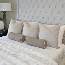 Load image into Gallery viewer, Logan natural /taupe boucle set of 5 / piped bolster cushions