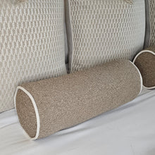 Load image into Gallery viewer, Logan natural /taupe boucle set of 5 / piped bolster cushions