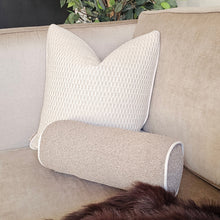 Load image into Gallery viewer, Logan natural /taupe boucle set of 5 / piped bolster cushions