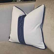 Load image into Gallery viewer, Conran - natural -navy braid / piped cushion