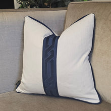 Load image into Gallery viewer, Conran - natural -navy braid / piped cushion