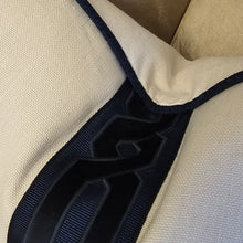 Load image into Gallery viewer, Conran - natural -navy braid / piped cushion