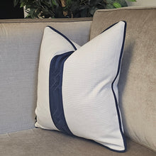 Load image into Gallery viewer, Conran - natural -navy braid / piped cushion