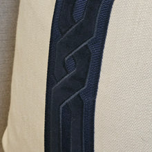 Load image into Gallery viewer, Conran - natural -navy braid / piped cushion