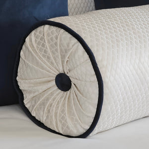 Diamond ivory bolster dark blue piping