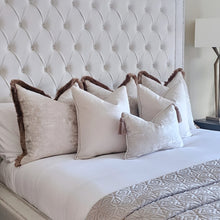 Load image into Gallery viewer, Remona bed set of 6 ruche fringe/ piped cushions