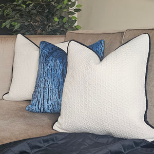 Romo fabrics Black edition limited edition blue velvet cushion / black velvet piping