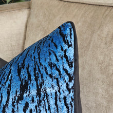 Load image into Gallery viewer, Romo fabrics Black edition limited edition blue velvet cushion / black velvet piping