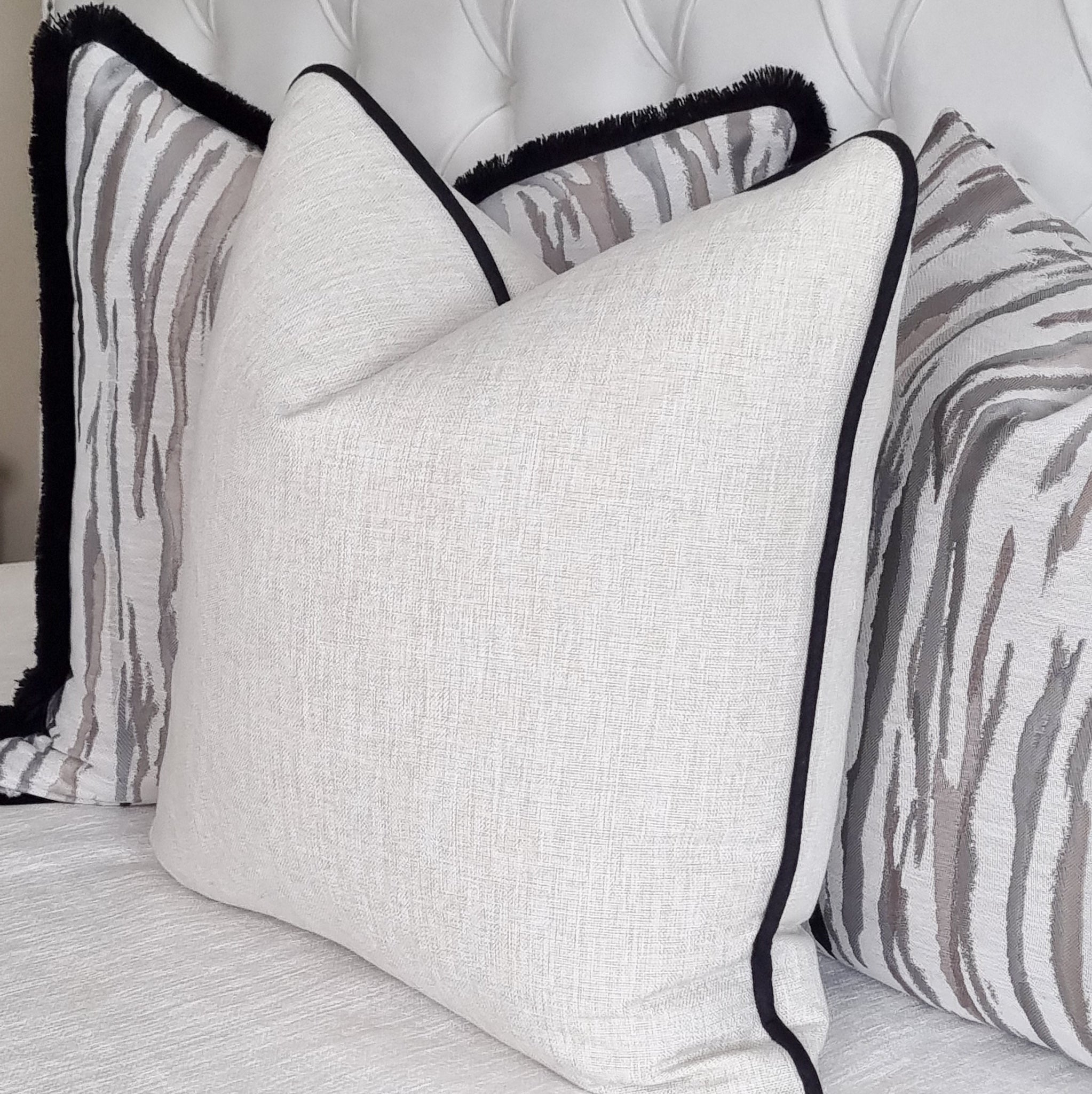 Black and best sale white textured cushions