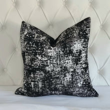 Load image into Gallery viewer, Eve- Black silver textured patterned chenille velvet scatter cushion