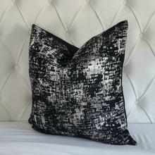 Load image into Gallery viewer, Eve- Black silver textured patterned chenille velvet scatter cushion