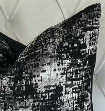 Load image into Gallery viewer, Eve- Black silver textured patterned chenille velvet scatter cushion