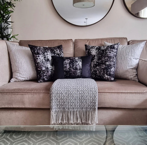 Eve black/ silver sofa set 5 cushions